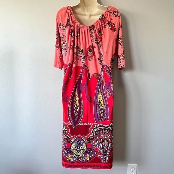 Tiana B. Colorful Midi Dress Size L - Picture 3 of 5